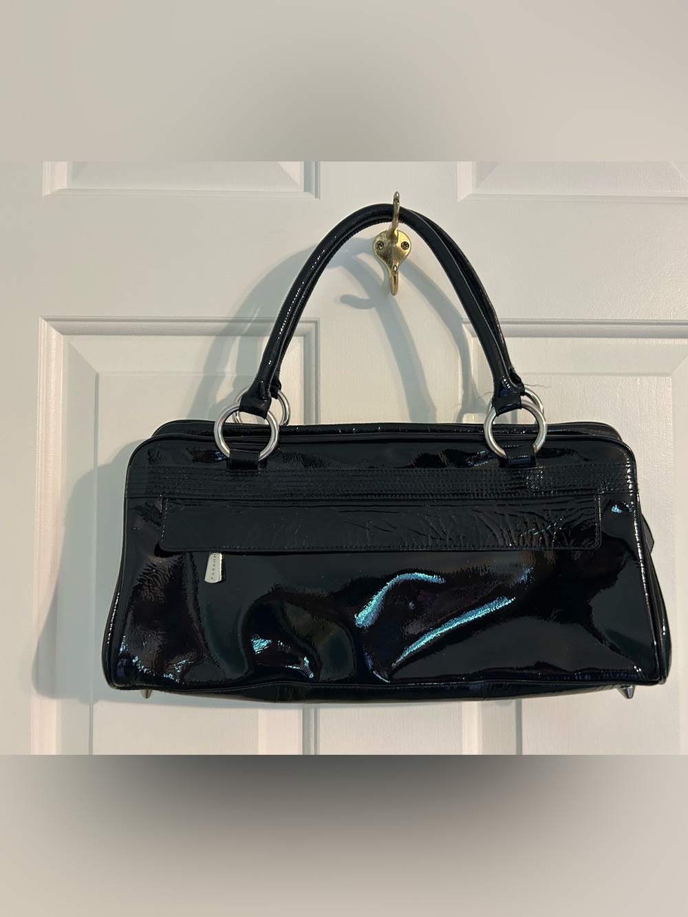 Paradox Black Patent Leather Shoulder Bag
